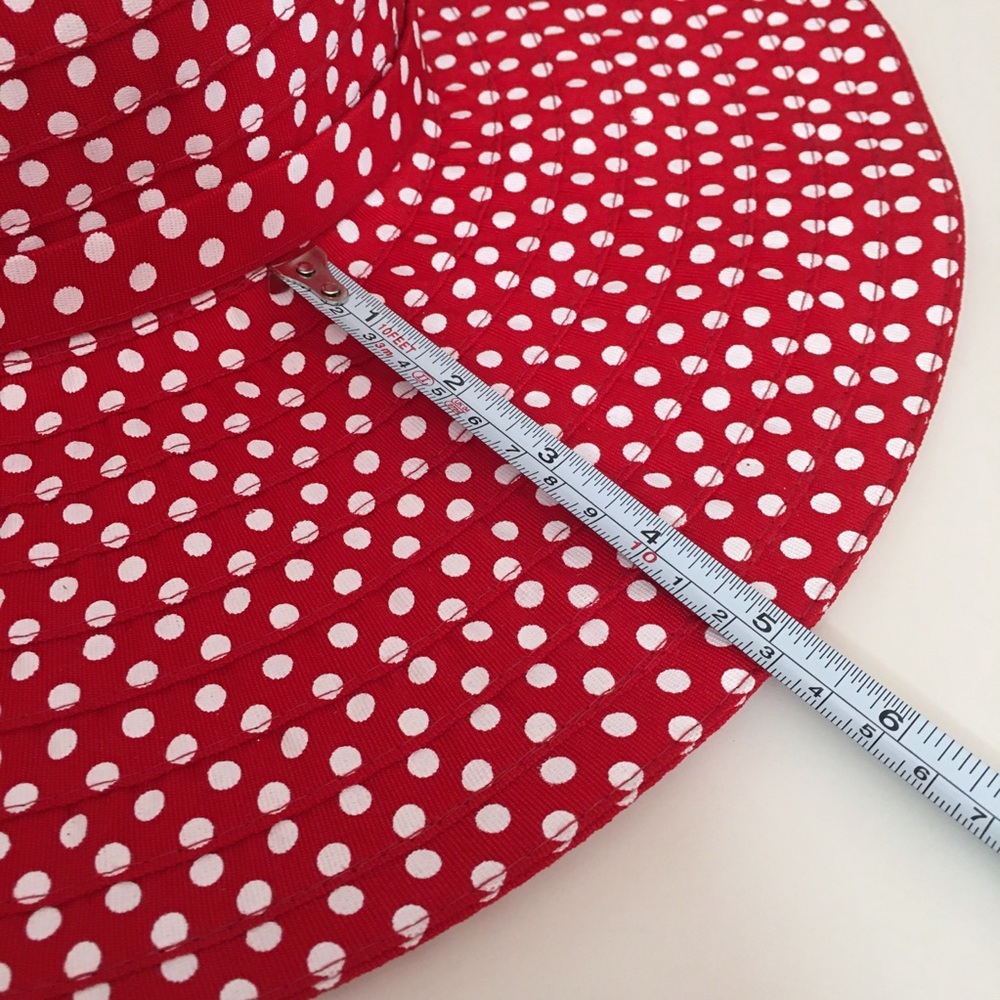 Vintage style Hatagirl Retro Wide brim Sunhat Red Polka dot - Picture 2 of 8
